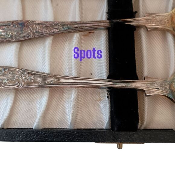 Raimond Sheffield England Serving Salad Spoon Fork Silver Plate Kings Fruit Vtg. - Picture 4 of 16